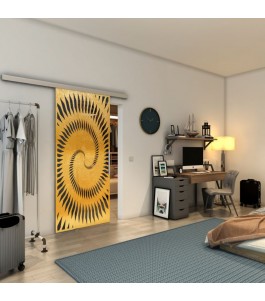 Glasschiebetür SLIM-LINE - Fineprint Model 197 Gold auf Grauglas