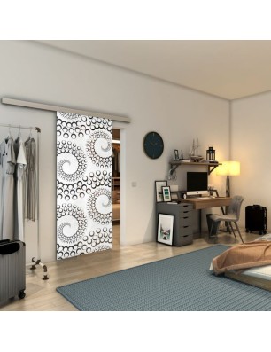 Glasschiebetür SLIM-LINE - Fineprint Model 198 Weiss auf Grauglas
