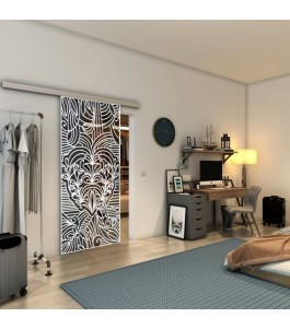 Glasschiebetür SLIM-LINE - Fineprint Model 201 Weiss auf Grauglas