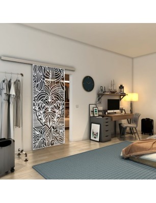 Glasschiebetür SLIM-LINE - Fineprint Model 201 Weiss auf Grauglas