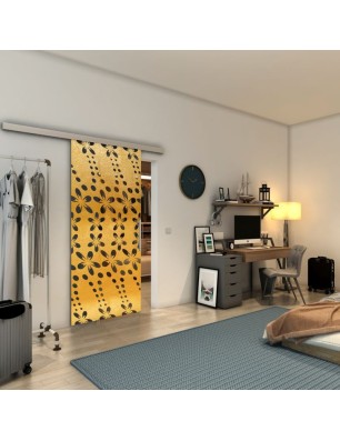 Glasschiebetür SLIM-LINE - Fineprint Model 203 Gold auf Grauglas