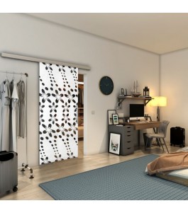 Glasschiebetür SLIM-LINE - Fineprint Model 203 Weiss auf Grauglas