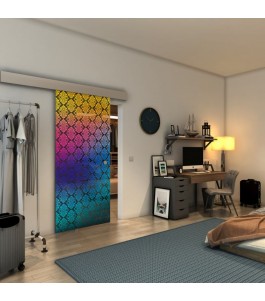 Glasschiebetür ECO-LINE - Fineprint Model 001 Verlauf auf Grauglas