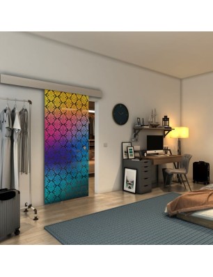 Glasschiebetür ECO-LINE - Fineprint Model 001 Verlauf auf Grauglas