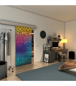 Glasschiebetür ECO-LINE - Fineprint Model 005 Verlauf auf Grauglas