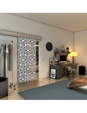 Glasschiebetür ECO-LINE - Fineprint Model 005 Weiss auf Grauglas
