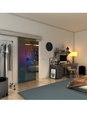 Glasschiebetür ECO-LINE - Fineprint Model 006 Verlauf auf Grauglas