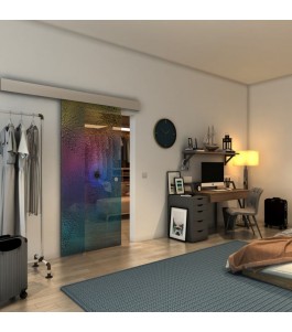 Glasschiebetür ECO-LINE - Fineprint Model 007 Verlauf auf Grauglas