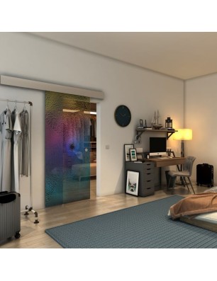 Glasschiebetür ECO-LINE - Fineprint Model 007 Verlauf auf Grauglas