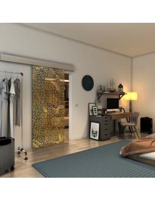 Glasschiebetür ECO-LINE - Fineprint Model 008 Gold auf Grauglas