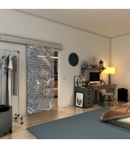 Glasschiebetür ECO-LINE - Fineprint Model 008 Weiss auf Grauglas