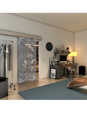 Glasschiebetür ECO-LINE - Fineprint Model 008 Weiss auf Grauglas
