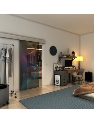 Glasschiebetür ECO-LINE - Fineprint Model 009 Verlauf auf Grauglas
