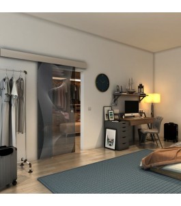Glasschiebetür ECO-LINE - Fineprint Model 009 Weiss auf Grauglas