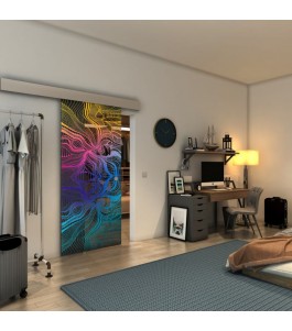 Glasschiebetür ECO-LINE - Fineprint Model 010 Verlauf auf Grauglas