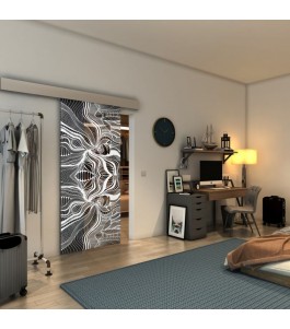 Glasschiebetür ECO-LINE - Fineprint Model 010 Weiss auf Grauglas