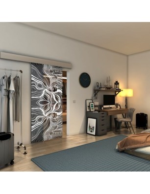 Glasschiebetür ECO-LINE - Fineprint Model 010 Weiss auf Grauglas