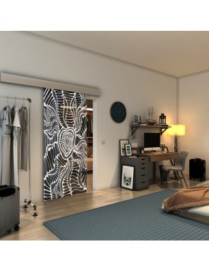 Glasschiebetür ECO-LINE - Fineprint Model 012 Weiss auf Grauglas