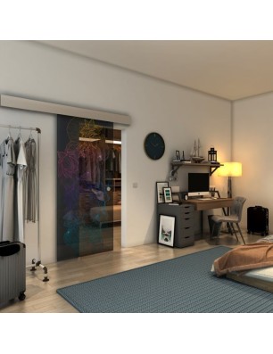 Glasschiebetür ECO-LINE - Fineprint Model 013 Verlauf auf Grauglas