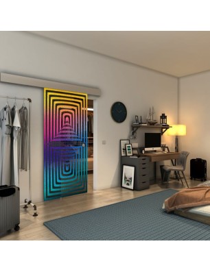 Glasschiebetür ECO-LINE - Fineprint Model 014 Verlauf auf Grauglas