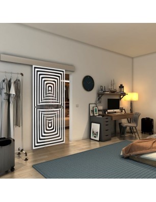 Glasschiebetür ECO-LINE - Fineprint Model 014 Weiss auf Grauglas