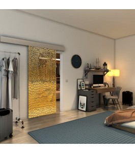 Glasschiebetür ECO-LINE - Fineprint Model 015 Gold auf Grauglas