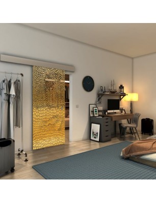 Glasschiebetür ECO-LINE - Fineprint Model 015 Gold auf Grauglas