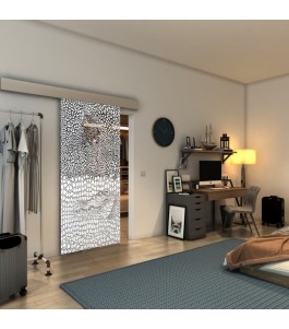 Glasschiebetür ECO-LINE - Fineprint Model 015 Weiss auf Grauglas