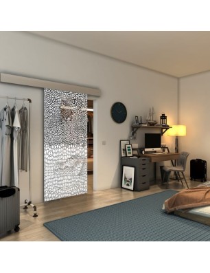 Glasschiebetür ECO-LINE - Fineprint Model 015 Weiss auf Grauglas