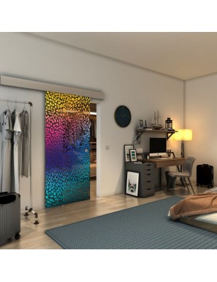 Glasschiebetür ECO-LINE - Fineprint Model 016 Verlauf auf Grauglas