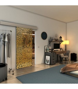 Glasschiebetür ECO-LINE - Fineprint Model 016 Gold auf Grauglas