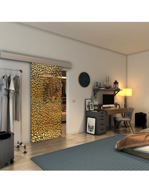Glasschiebetür ECO-LINE - Fineprint Model 016 Gold auf Grauglas