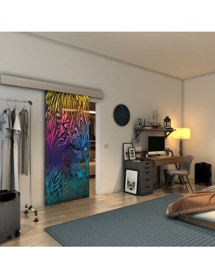 Glasschiebetür ECO-LINE - Fineprint Model 017 Verlauf auf Grauglas