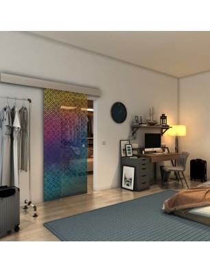 Glasschiebetür ECO-LINE - Fineprint Model 018 Verlauf auf Grauglas