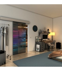 Glasschiebetür ECO-LINE - Fineprint Model 019 Verlauf auf Grauglas