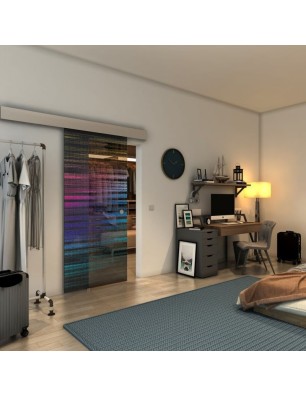 Glasschiebetür ECO-LINE - Fineprint Model 019 Verlauf auf Grauglas