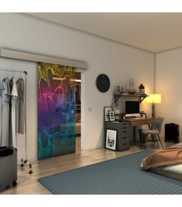 Glasschiebetür ECO-LINE - Fineprint Model 020 Verlauf auf Grauglas