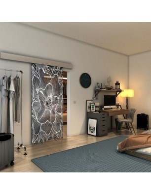 Glasschiebetür ECO-LINE - Fineprint Model 020 Weiss auf Grauglas