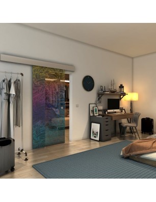 Glasschiebetür ECO-LINE - Fineprint Model 021 Verlauf auf Grauglas