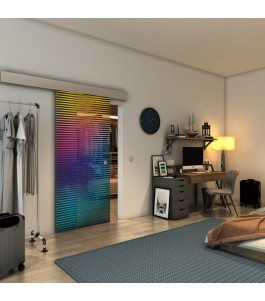 Glasschiebetür ECO-LINE - Fineprint Model 022 Verlauf auf Grauglas