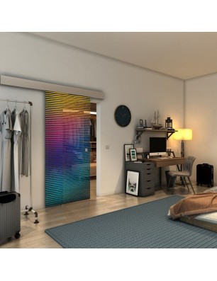 Glasschiebetür ECO-LINE - Fineprint Model 022 Verlauf auf Grauglas