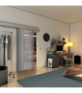 Glasschiebetür ECO-LINE - Fineprint Model 022 Weiss auf Grauglas
