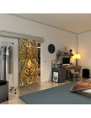 Glasschiebetür ECO-LINE - Fineprint Model 023 Gold auf Grauglas