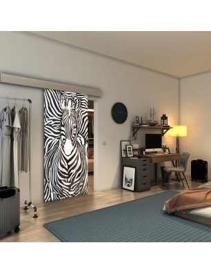 Glasschiebetür ECO-LINE - Fineprint Model 023 Weiss auf Grauglas