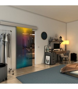Glasschiebetür ECO-LINE - Fineprint Model 024 Verlauf auf Grauglas