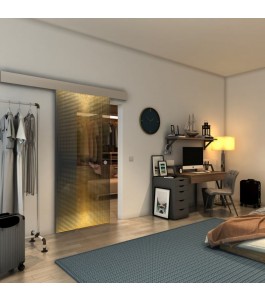 Glasschiebetür ECO-LINE - Fineprint Model 024 Gold auf Grauglas