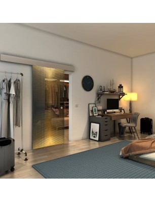 Glasschiebetür ECO-LINE - Fineprint Model 024 Gold auf Grauglas