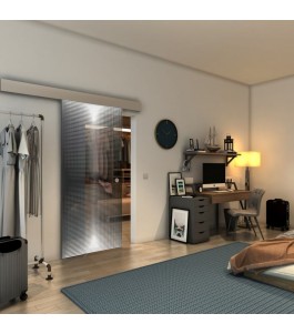 Glasschiebetür ECO-LINE - Fineprint Model 024 Weiss auf Grauglas