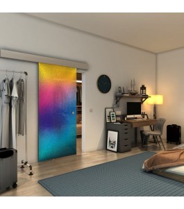 Glasschiebetür ECO-LINE - Fineprint Model 025 Verlauf auf Grauglas