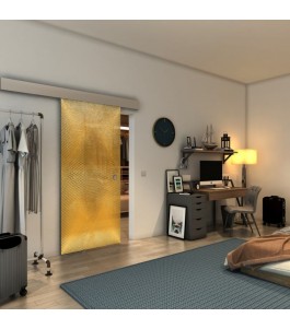 Glasschiebetür ECO-LINE - Fineprint Model 025 Gold auf Grauglas